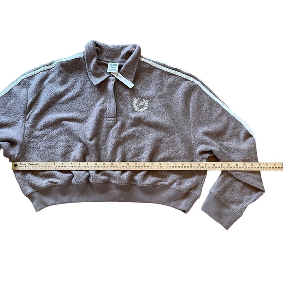 NWT Victoria's Secret PINK Fuzzy Brown Crop Track Set XL - Picture 8 of 10